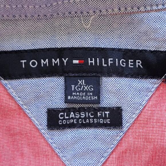 Tommy Hilfiger Long Sleeve Button Down Shirt Salmon Pink Mens Size XL Classic - Picture 8 of 11